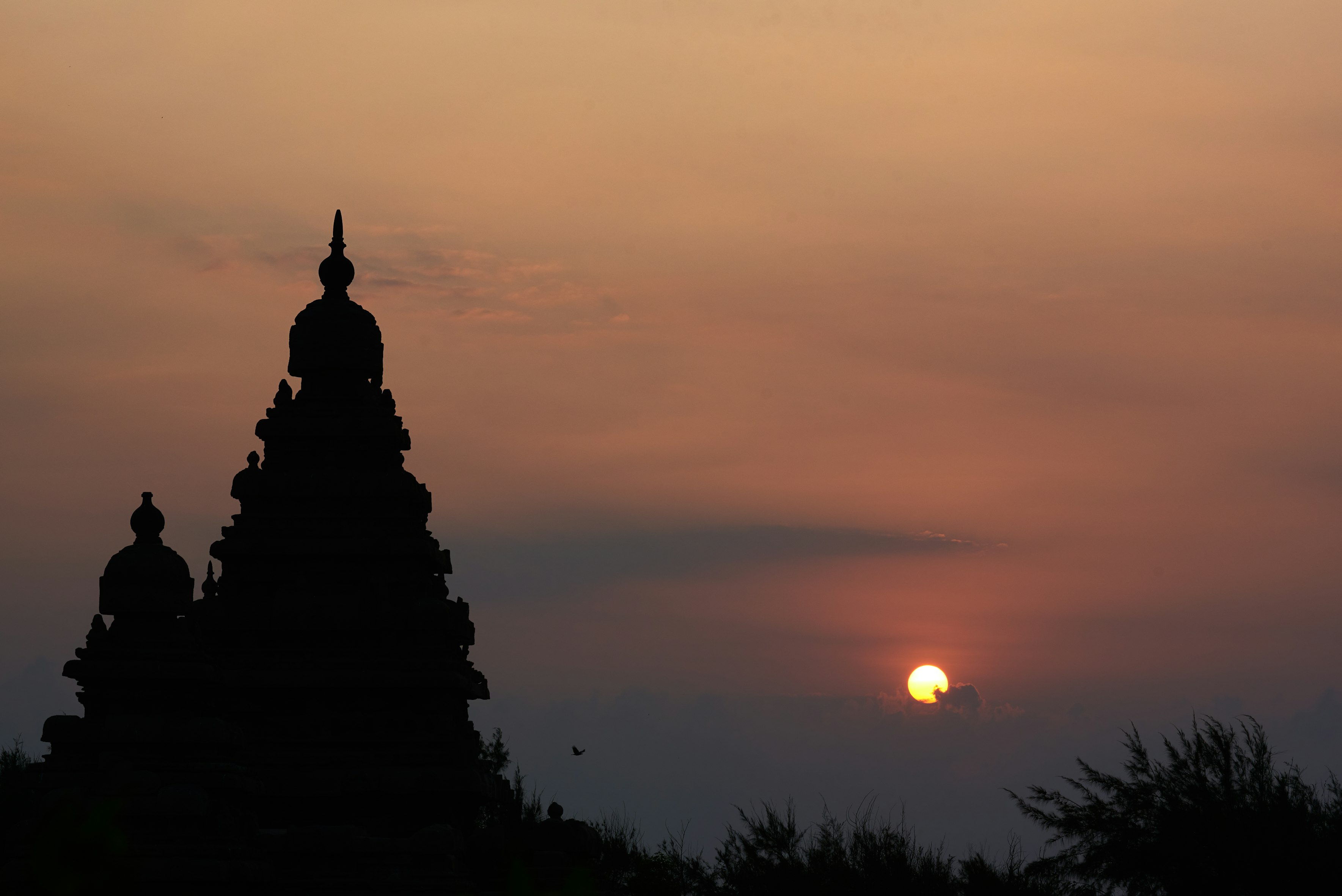 The majestic Shore Temple in Mahabalipuram glowing under morning sunlight